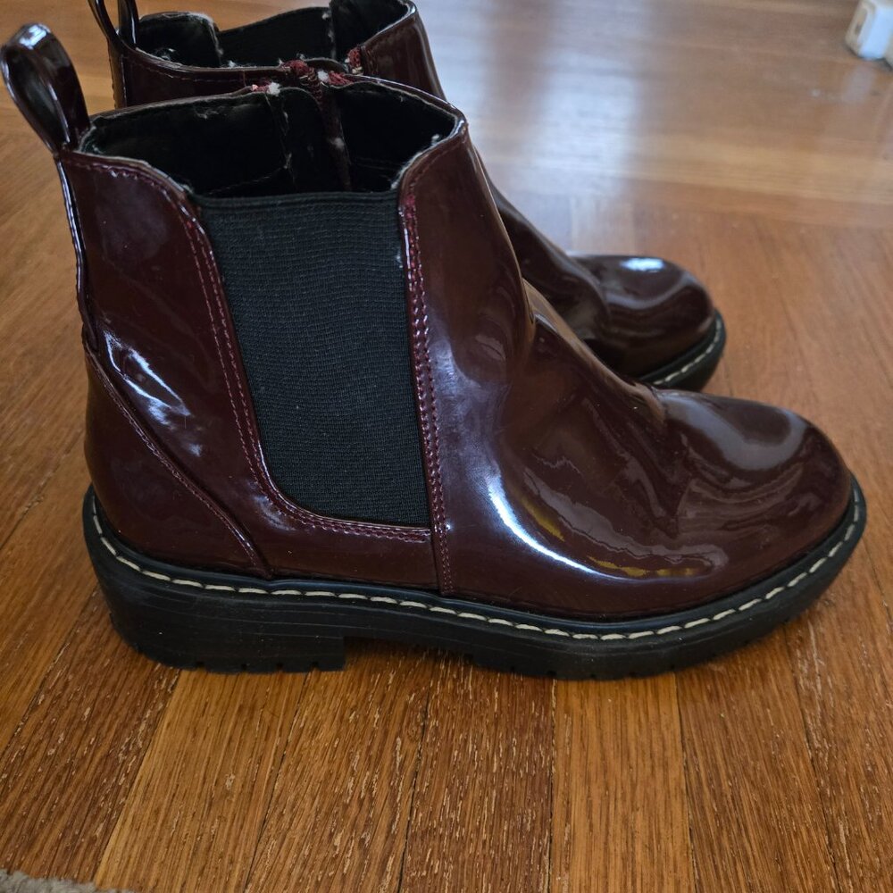 Forever 21 Patent Leather Chelsea Boots, Sz 6